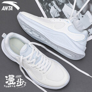 安踏（ANTA）女鞋子漫步| 海鹽藍(lán)夏季女士運(yùn)動鞋2025新款跑步鞋網(wǎng)面旅游休閑鞋 象牙白/淺霧灰【漫步】 37.5