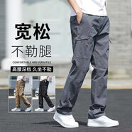 工裝褲男款夏季寬松直筒休閑褲戶外運動職業(yè)工作服耐磨防風長褲子 灰色 XL 【115-130斤】