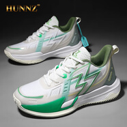 HUNNZ品牌羽毛球鞋男士輕便軟底減震運動(dòng)鞋比賽訓練網(wǎng)球鞋男2024新款 白+深綠 40