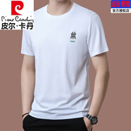 皮爾卡丹冰桑蠶絲短袖t恤男2025新款夏季圓領(lǐng)修身薄款真絲刺繡體恤衫潮 18913白色【輕奢高端品牌】 薄款 XL 175/  【135斤-155斤】