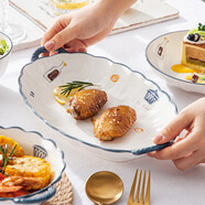 素美吉（SUMEIJI） 陶瓷盤子菜盤新款2025蒸魚盤日式餐盤盤子家用菜盤餐具套裝簡(jiǎn)約 新摩登12.2英寸-魚盤