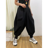 XRWBN燈籠褲女冬季2025新款春夏時(shí)尚個(gè)性大吊襠束腳寬松顯瘦松緊腰哈倫 黑色【秋冬厚款】 M 【90-115斤】