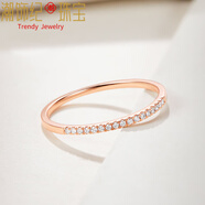 DL 1998胖東來(lái)同款18k金戒指女玫瑰金18K金半圈鉆AU750細尾戒感小確幸送 玫瑰金半圈鉆 7號
