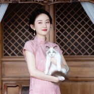 一城風絮粉黛丨春夏新款復(fù)古中式民國風大學生日常小清新甜美短旗袍年輕款 灰粉色 L