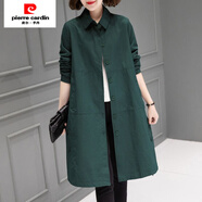 皮爾卡丹（pierre cardin）秋季新款中長(zhǎng)襯衫防曬風(fēng)衣女春秋裝韓版時(shí)尚洋氣百搭上衣外套 孔雀綠【時(shí)尚洋氣】 XL 建議90-115斤左右