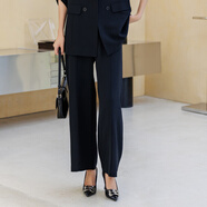 歐柏蘭奴【商場(chǎng)同款】2024年秋優(yōu)雅紐扣百搭套裝西褲直筒褲長(cháng)褲 D01黑色 L