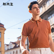 布先生t恤佟大為同款春夏季短袖polo衫翻領(lǐng)男裝純棉男士上衣 馬鞍棕 XL (180)