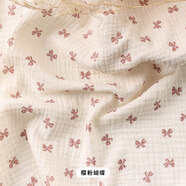 3號館A類印花雙層純棉紗布衣服布料寶寶服裝睡衣休閑家居全棉皺布面料 61#櫻粉蝴蝶-半米價 半米價（多拍不裁開）