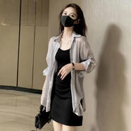 GOCHIEI吊帶連衣裙女2025新款潮夏裝韓版衣黑色背心短裙時(shí)尚兩件套 連衣裙+上衣[兩件套] L 建議100-115斤