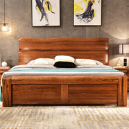 今森一木2米x2米2大床烏金木全實(shí)木床雙人床.大床主臥加寬床原木家具 烏金木床+2個(gè)床頭柜 2000mm*2200mm 氣壓結構