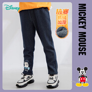 迪士尼寶寶（Disney Baby）迪士尼童裝男童長(zhǎng)褲時(shí)尚米奇唐老鴨加絨休閑褲子 藏青米奇203K1089 130cm