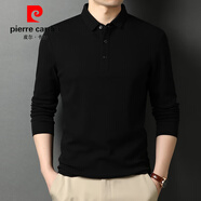 皮爾卡丹（pierre cardin）【5萬(wàn)+已加購】高端長(cháng)袖t恤男士中年商務(wù)休閑上衣寬松翻領(lǐng)polo 衫 88301黑色【冰涼透氣不起球】 2XL 180建議150-170斤