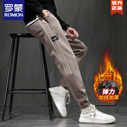 羅蒙（ROMON）褲子男秋冬季2025新款潮流寬松運動(dòng)束腳休閑加絨長(cháng)褲加厚男士休閑 9830卡其色 加絨 XL
