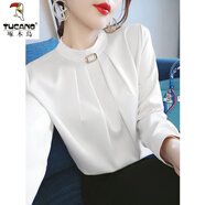 啄木鳥(niǎo)氣質(zhì)職業(yè)冰絲白色襯衫女士2025新款洋襯衣長(cháng)袖上衣套頭襯衫圓領(lǐng) 白色 XL 建議120-135斤