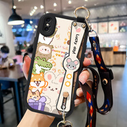 禾殼適用蘋果8手機(jī)殼iPhone7plus新款xr卡通pro防摔8plus潮牌xsmax防摔6s斜跨6全包軟硅膠帶掛繩保護(hù)套 【斜挎腕帶掛繩黑】ZT0657 蘋果6s