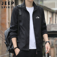 JEEP SPIRIT吉普外套男潮流秋季夾克男士立領(lǐng)修身衣服 黑色 XL