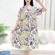 暢印防凸點(diǎn)棉綢短袖睡裙夏季女薄款睡衣寬松連衣裙可外大碼家居服裙子 粉玫瑰 防凸點(diǎn)睡裙 4XL推薦135-165斤