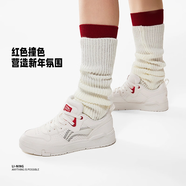 李寧日進(jìn)斗金COMMON80s男女同款休閑鞋新年舒適軟彈潮流運動(dòng)時(shí)尚板鞋 【女款】-1雪白色/公牛紅 36