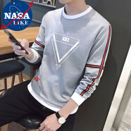 NASALIKE衛衣男長(cháng)袖t恤男春秋裝外套情侶裝衣服國潮學(xué)生休閑寬松印花男裝 4022灰色 2XL建議145-160斤