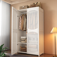 安爾雅簡易衣柜防塵收納柜出租房單人臥室楠竹組合衣櫥 雙門柜白色70款