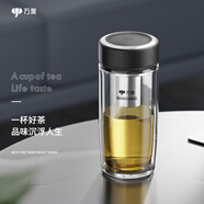 萬象（WANXIANG）雙層玻璃杯男女士家用高檔送禮商務(wù)辦公泡茶水杯隔熱茶杯車載杯子 V16L-皮紋黑 255ml