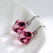 CAROMAY極光方糖耳環(huán)s925銀流蘇耳墜少女心網(wǎng)紅氣質(zhì)長(cháng)款耳飾超仙 粉色