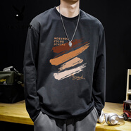 花花公子（PLAYBOY）長(zhǎng)袖t恤男2025春秋新款重磅純棉內(nèi)搭薄款圓領(lǐng)打底大碼休閑體恤衫 黑色純棉長(zhǎng)袖-1599 3XL 【建議190-215斤】