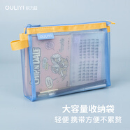 歐力益（OULIYI）輕便收納袋透明網(wǎng)紗迷你小號大容量隨身口紅旅行出差拉鏈化妝包 A6-星藍 6150