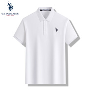 U.S. POLO ASSN.polo衫男短袖男夏季商務(wù)休閑翻領(lǐng)男裝上衣t恤珍珠白2XL