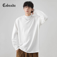 Cebrodz法國 長(cháng)袖T恤男德絨秋冬寬松雙面絨打底衫加厚保暖內搭上衣男 白色 M