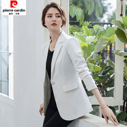 皮爾卡丹粉色西裝女2026秋新款洋氣時(shí)尚小西服上衣黑色職業(yè)裝氣質(zhì)修身外套 白色 2XL 128斤138斤