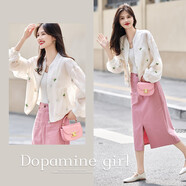 德瑪納【浪漫重工藝立體】春秋輕薄立領(lǐng)落肩長(cháng)袖繡花外套女短款上衣