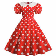 銘佳玲百老匯復古港風(fēng)爵士舞連衣裙女神80年代70港風(fēng)舞蹈串燒年會(huì )演出服 紅波點(diǎn)娃娃領(lǐng)款 XL