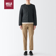 無印良品（MUJI）女式 便攜式 無領(lǐng)羽絨夾克 保暖貼身 短款 黑色 M 