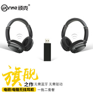 頑克電視耳機無(wú)線(xiàn)家用老人非藍牙連接臺式電腦無(wú)線(xiàn)耳麥看電視用的 一拖二【倆個(gè)耳機一個(gè)發(fā)射器】