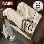 NASA BASE美式潮牌休閑褲男女款秋冬季青少年闊腿長(zhǎng)褲小惡魔加絨直筒褲子男 白色-春秋款（BA21） L （推薦體重120-140斤）