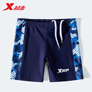 特步（XTEP）泳褲男童泳衣抗氯舒適平角速干不貼身溫泉度假專業(yè)游泳褲 迷彩藍 140 【高115-125CM 重40-50斤】
