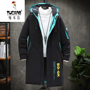啄木鳥(niǎo)（TUCANO）時(shí)尚羽棉絨服男中長(cháng)款冬季加長(cháng)加厚外套2025新款潮流修身中青年 9568超厚版黑綠人造棉升級款 L