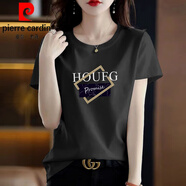 皮爾卡丹（pierre cardin）灰色短袖t恤女夏季純棉顯瘦百搭新款上衣女印花半袖正肩體恤針織 T恤圓領(lǐng)-煙灰【HOUFG印白】 XL 【111-120斤】