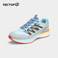 探拓（TECTOP）男鞋運(yùn)動跑步鞋透氣輕便減震鞋休閑跑鞋子男 淡藍(lán)/火焰紅 40