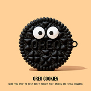 希軒 適用airpodspro3保護套airpods3保護殼aipods4代蘋(píng)果藍牙耳機套盒搞怪蠟筆小新軟殼airpod硅膠Pro 【黑底 眼睛餅干】硅膠軟殼-不掉蓋 蘋(píng)果 AirPods Pro3