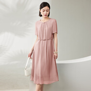 亦朵杭州氣質(zhì)真絲喬其紗連衣裙女夏季桑蠶絲裙子女裝 桃夭 M