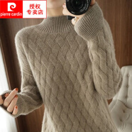 皮爾卡丹（pierre cardin）2025秋冬新款毛衣女麻花編織提花歐洲站時(shí)尚慵懶風(fēng)上衣針織打底衫 駝色 S 80-95斤