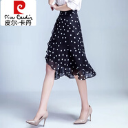 皮爾卡丹（pierre cardin）波點雪紡半身裙女夏2025不規(guī)則高腰裙子短裙一步包臀中長款魚尾裙 波點裙 XL 腰圍2尺2/適合111-120斤