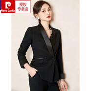 皮爾卡丹（pierre cardin）西裝白色套裝女兩件套氣質(zhì)主持人講師工作服OL職業(yè)裝小西服 黑色西裝外套 M