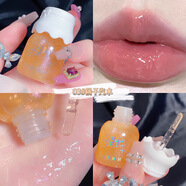GEGE BEAR蝴蝶結(jié)奶罐唇蜜水光感鏡面唇釉清透不易沾杯顯白唇彩 03#橘子汽水