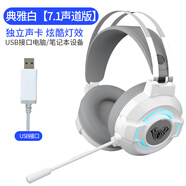 狼蛛（AULA）S602電腦耳機頭戴式有線電競游戲?qū)Ｓ镁W(wǎng)課降噪帶耳麥7.1聲道 升級版白色(7.1聲道)