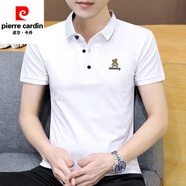 皮爾卡丹短袖T恤男棉夏季翻領(lǐng)polo體恤衫上衣服男士短袖男裝t恤打底衫 177白色 L （110-125斤）