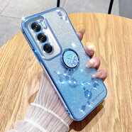 羅璐鷗OPPO Reno12手機殼女款軟殼OPPO Reno12Pro硅膠殼外殼全包防摔保護(hù)套水鉆花朵漸變閃粉電鍍保護(hù)殼 【漸變遠(yuǎn)峰藍(lán)】+指環(huán)支架+全屏保護(hù)膜 OPPO Reno12
