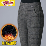 初徑中年女褲春秋2025新款高腰彈力長(zhǎng)褲休閑大碼直筒中老年媽媽褲子女 格子(加絨) 27 M【2尺】80-95斤